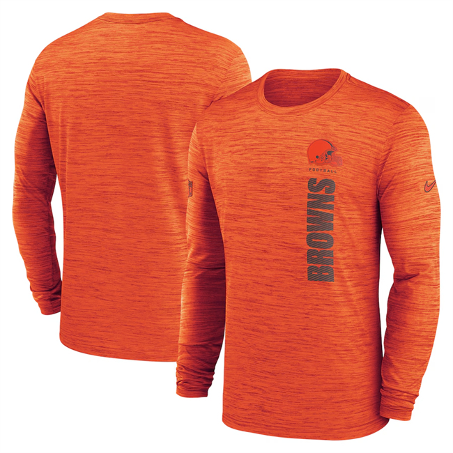 Men's Cleveland Browns Orange 2024 Sideline Team Velocity Performance Long Sleeve T-Shirt